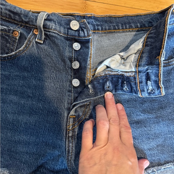 Levi's Dark Blue High-Rise Cutoff Denim Shorts - Picture 2 of 6